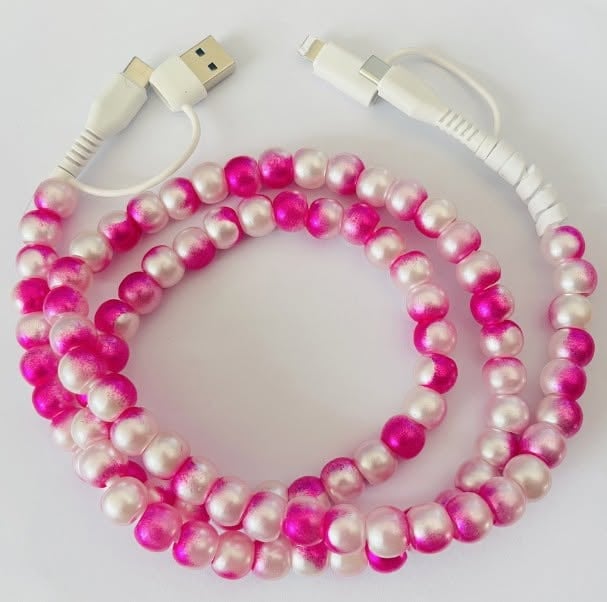 FUN DESIGNED BEADED 4-IN-1 FAST CHARGING CABLE - GREAT QUALITY AND LOTS OF COLORS