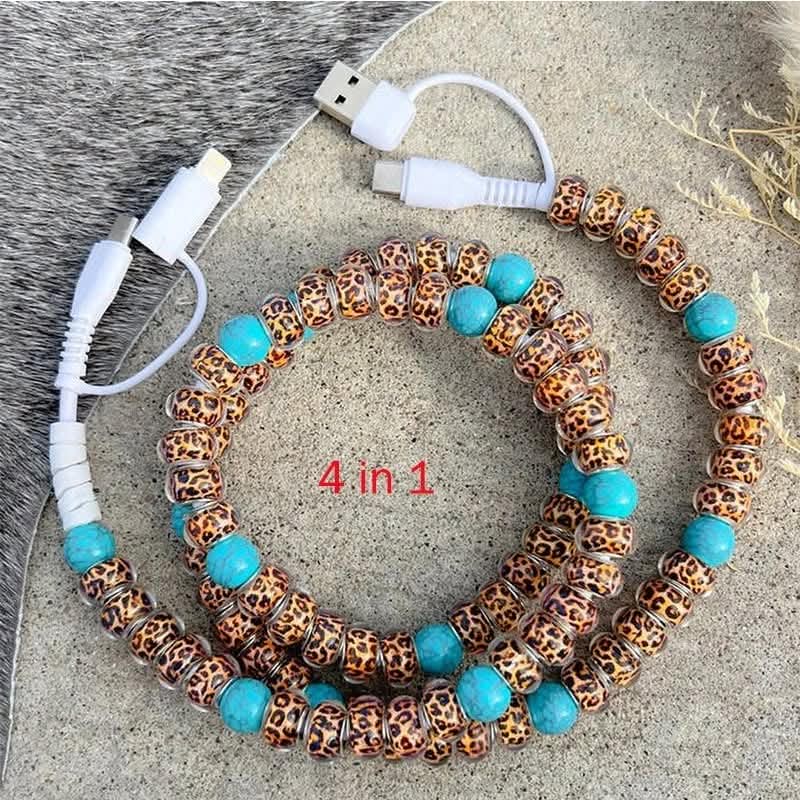 FUN DESIGNED BEADED 4-IN-1 FAST CHARGING CABLE - GREAT QUALITY AND LOTS OF COLORS