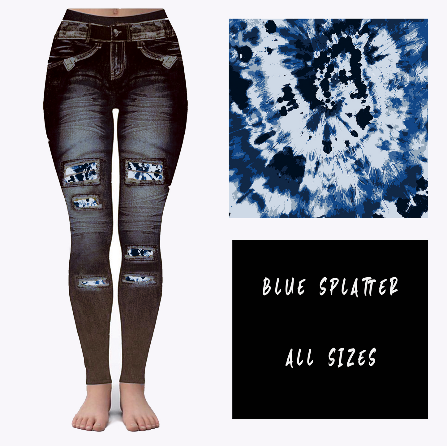 LEGGING JEAN RUN-BLUE SPLATTER (ACTIVE BACK POCKETS)