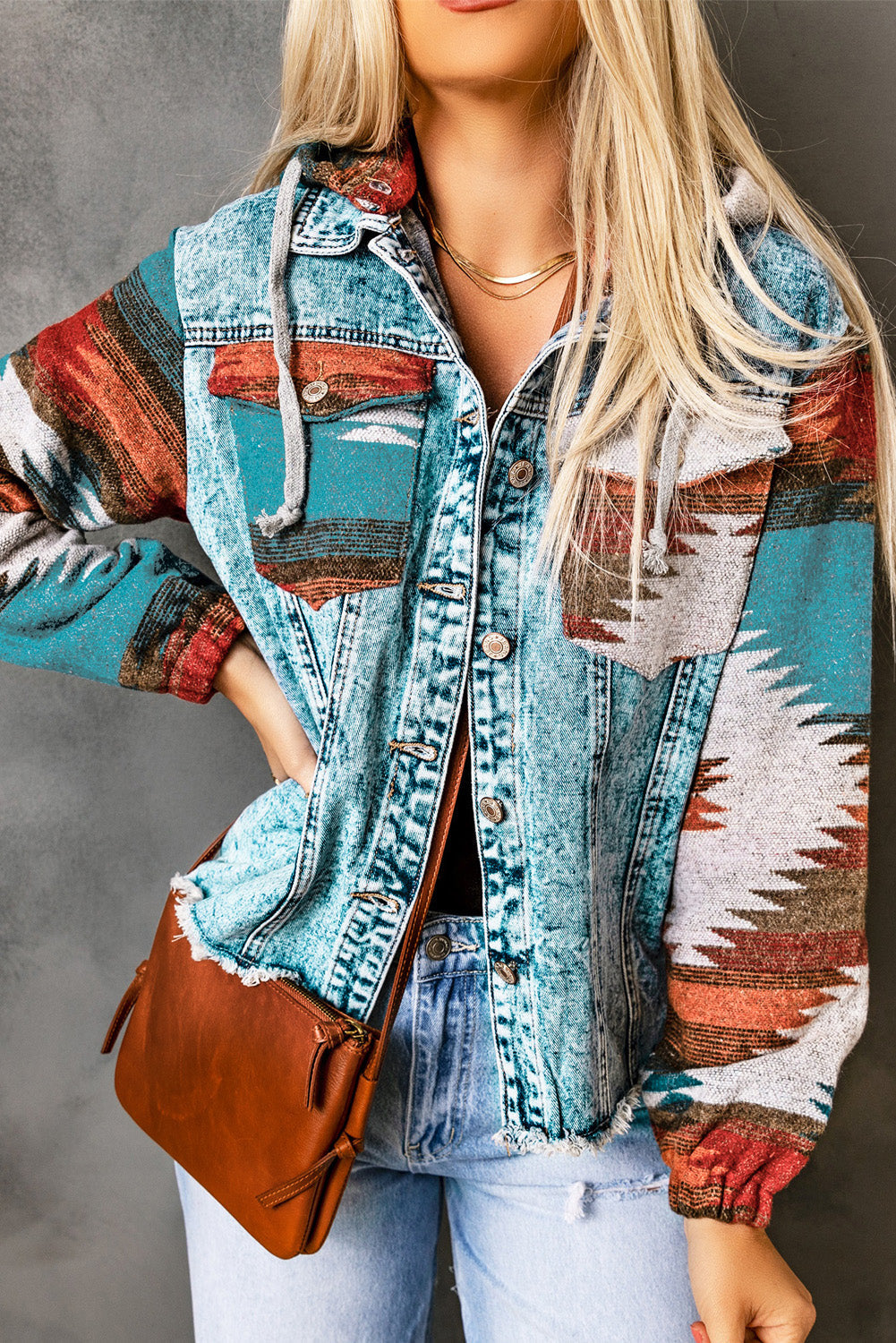 Emily Print Frayed Hem Jacket