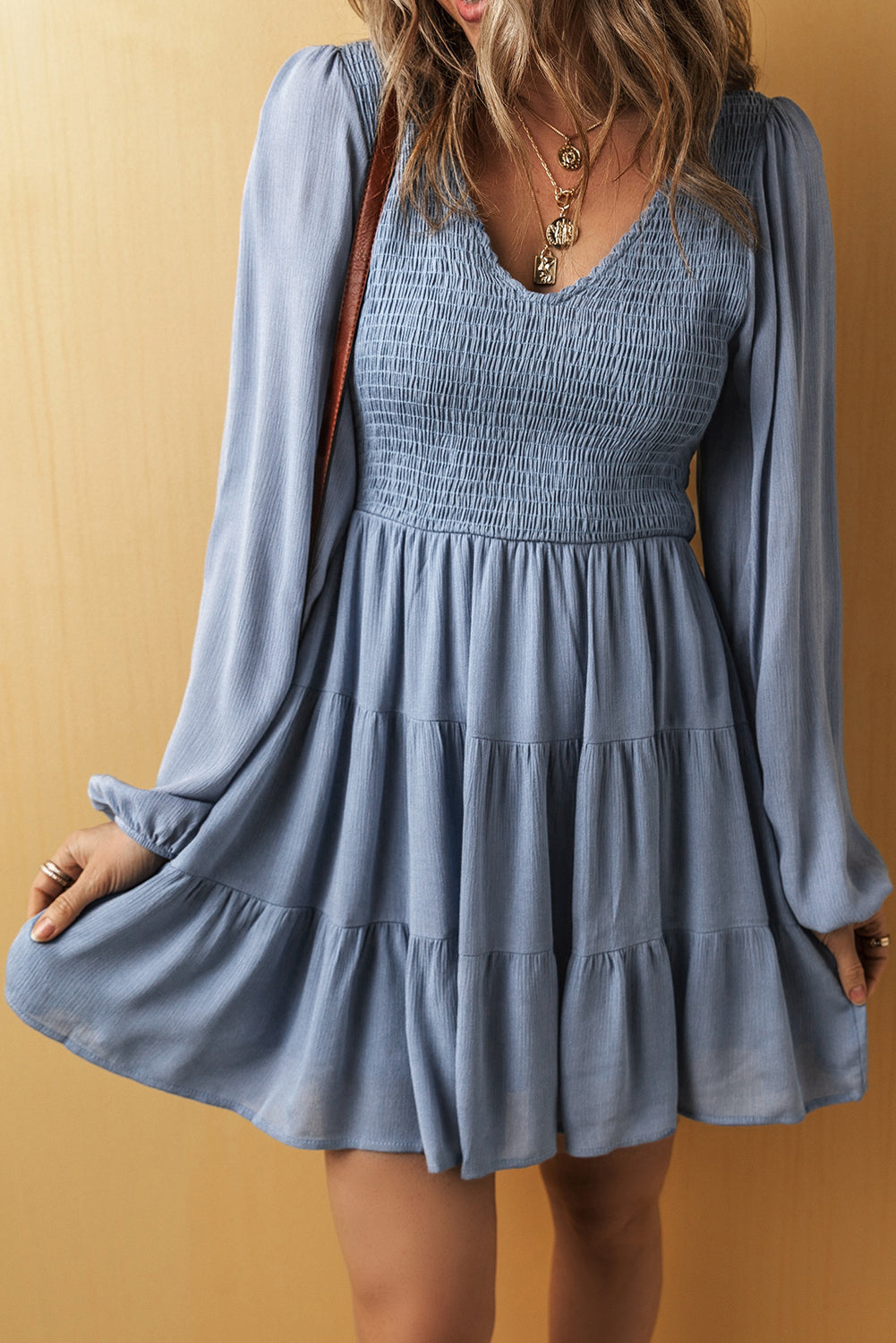 Aadhya Smocked Tiered Mini Dress