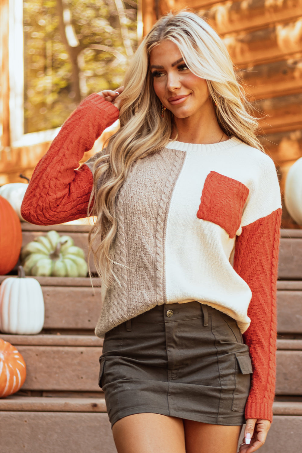 Evelyn Patched Drop Shoulder Sweater
