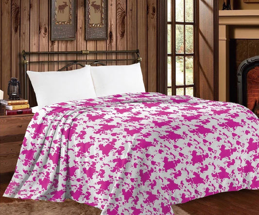 PINK COW PRINT KING BLANKET 85X90"
