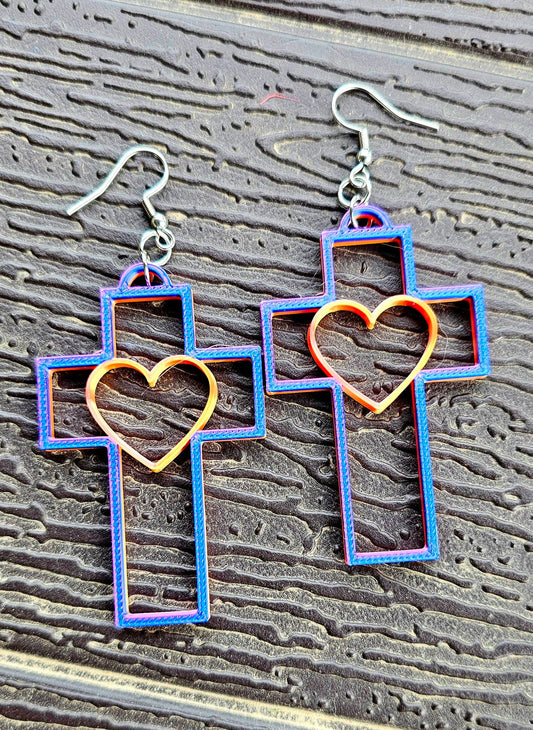 3D PRINTED CHRISTIAN CROSS EARRINGS - MADE IN THE USA!