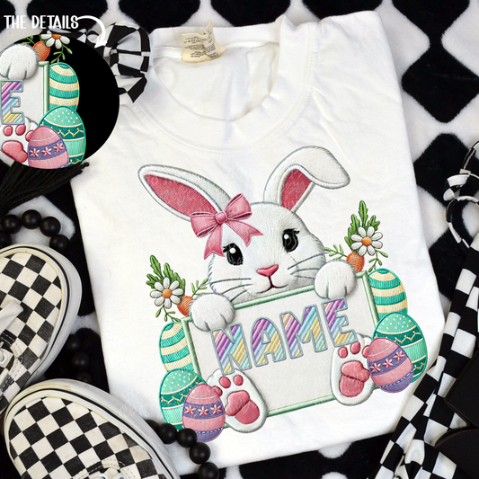 GIRL BUNNY CUSTOM NAME TEE (PUT NAME IN THE NOTES)