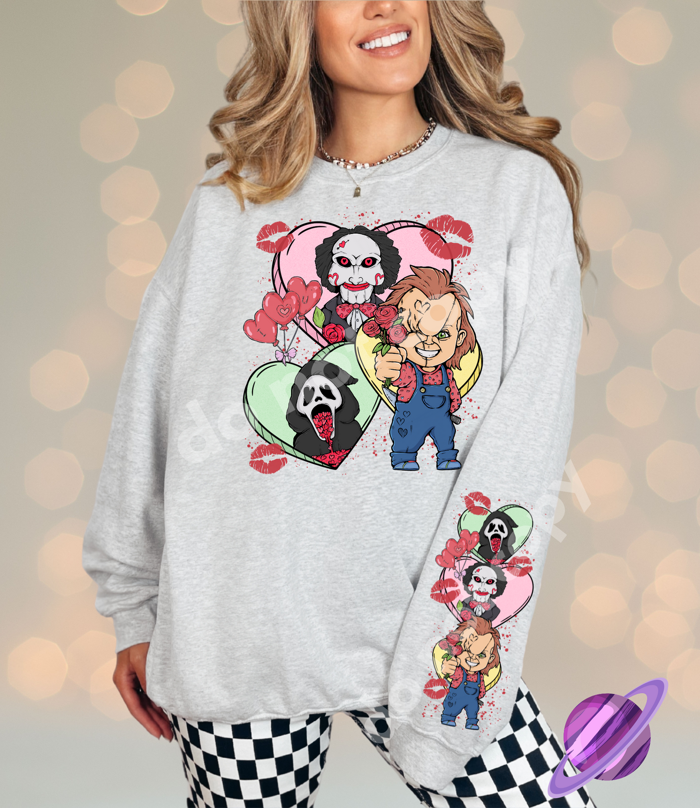 HORROR LOVE - CREWNECK SWEATSHIRT W/ SLEEVE PRINT