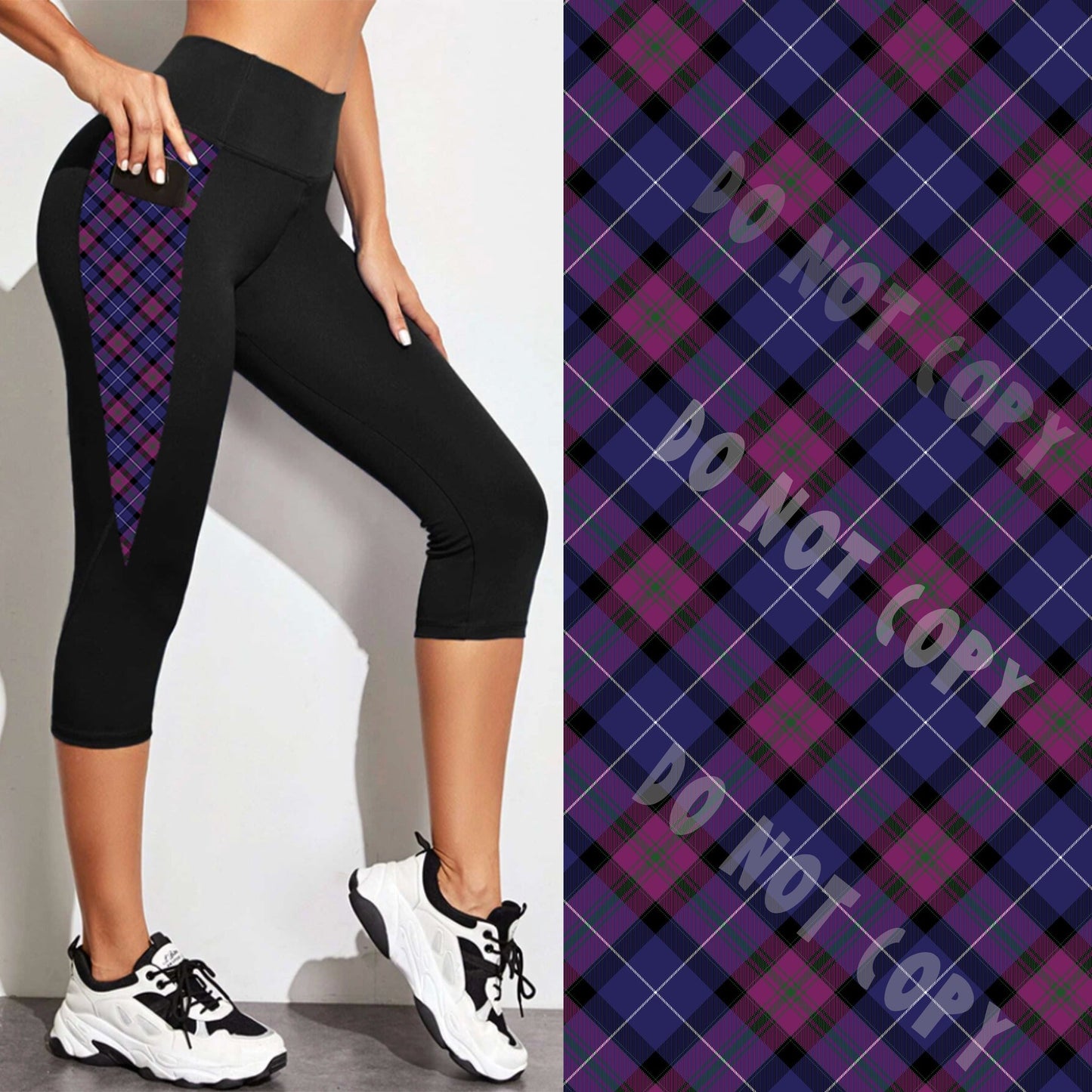 PPO RUN-PURPLE PLAID CAPRI/LEGGING