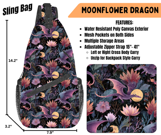 Preorder! Closes 6/22. ETA Sept. Moonflower Dragon Sling Bag