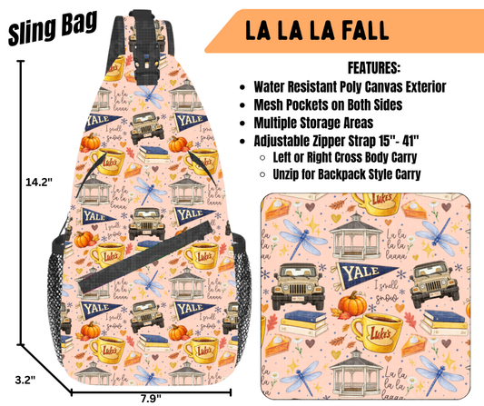 Preorder! Closes 6/22. ETA Sept. La La La Fall Sling Bag
