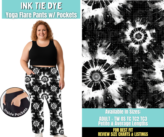 Preorder! Closes 6/25. ETA Sept. Ink Tie Dye Yoga Flare Pants