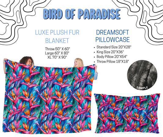 Preorder! Closes 4/29. ETA July. Bird of Paradise Luxe Plush Fur Blanket and/or DreamSoft Pillowcase