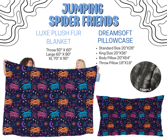 Preorder! Closes 4/29. ETA July. Jumping Spider Friends Luxe Plush Fur Blanket and/or DreamSoft Pillowcase