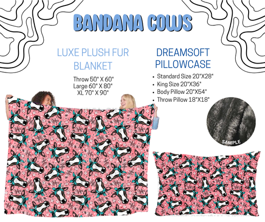 Preorder! Closes 4/29. ETA July. Bandana Cows Luxe Plush Fur Blanket and/or DreamSoft Pillowcase
