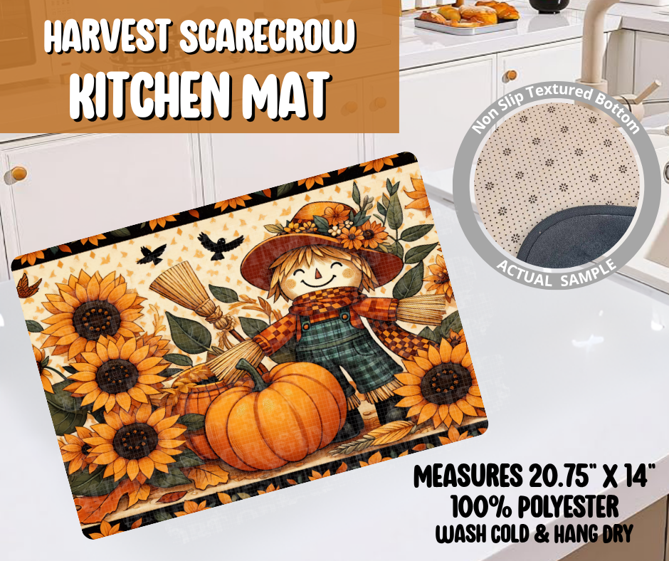 Preorder! Closes 6/8. ETA Sept. Harvest Scarecrow Kitchen Mat