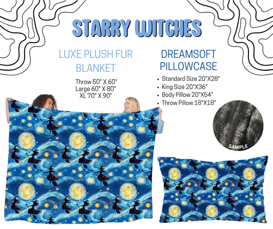 Preorder! Closes 4/29. ETA July. Starry Witches Luxe Plush Fur Blanket and/or DreamSoft Pillowcase