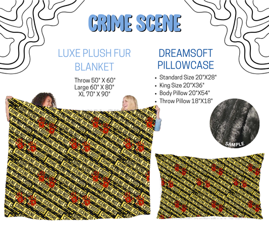 Preorder! Closes 4/29. ETA July. Crime Scene Luxe Plush Fur Blanket and/or DreamSoft Pillowcase