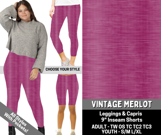 Preorder! Closes 6/15. ETA Sept. Vintage Merlot Combo Legging Lengths