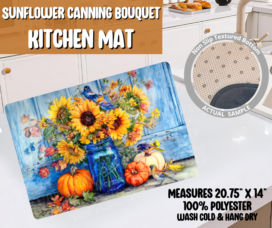 Preorder! Closes 6/8. ETA Sept. Sunflower Canning Bouquet Kitchen Mat
