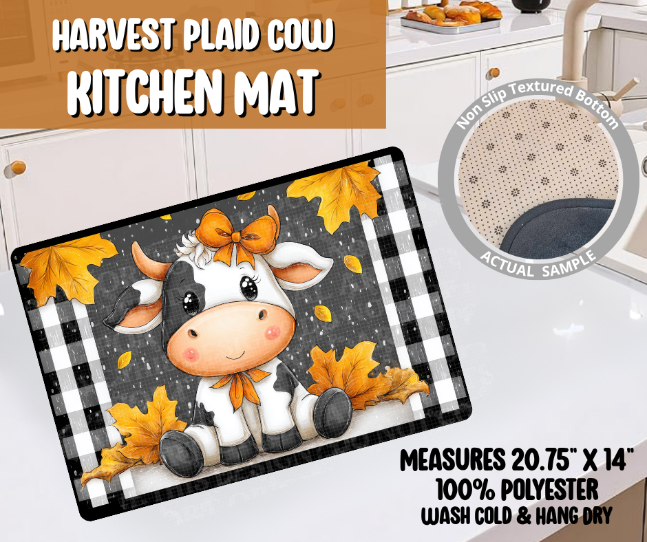 Preorder! Closes 6/8. ETA Sept. Harvest Plaid Cow Kitchen Mat