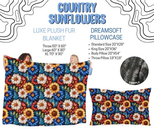 Preorder! Closes 4/29. ETA July. Country Sunflowers Luxe Plush Fur Blanket and/or DreamSoft Pillowcase
