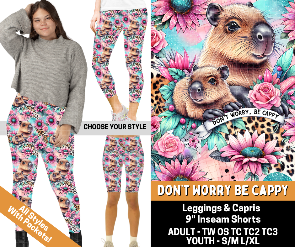 Preorder! Closes 6/1. ETA Sept. Don't Worry Be Cappy Combo Legging Lengths