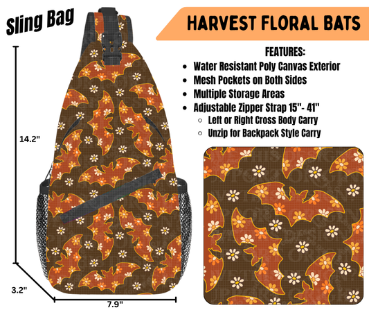 Preorder! Closes 6/22. ETA Sept. Harvest Floral Bats Sling Bag