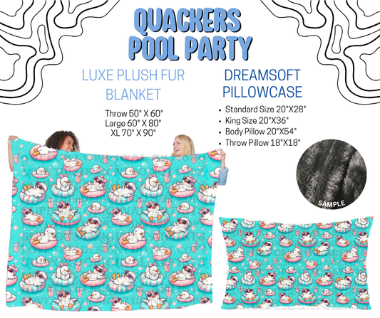 Preorder! Closes 4/29. ETA July. Quackers Pool Party Luxe Plush Fur Blanket and/or DreamSoft Pillowcase
