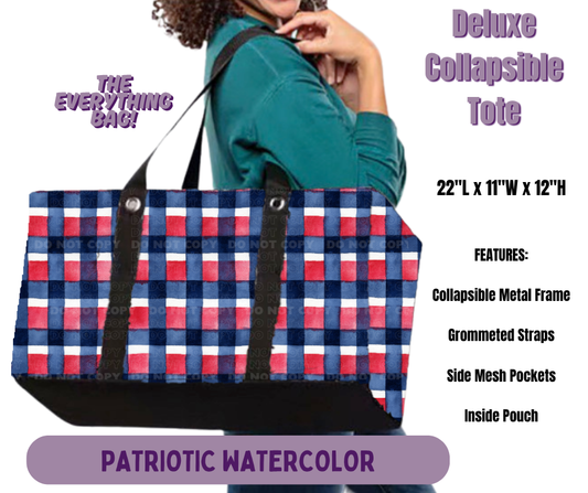 Preorder! Closes 5/14. ETA Aug. Patriotic Watercolor Collapsible Tote