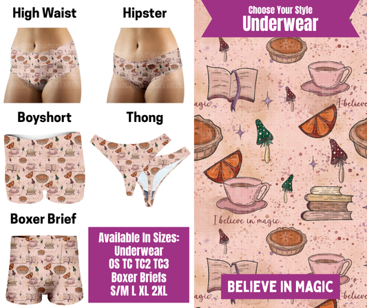 Preorder! Closes 6/24. ETA Sept. Believe In Magic Hipster, High Waist, Boyshort, & Thong Underwear & Boxer Briefs