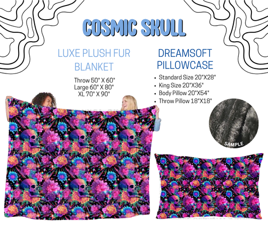 Preorder! Closes 4/29. ETA July. Cosmic Skull Luxe Plush Fur Blanket and/or DreamSoft Pillowcase