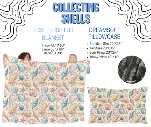 Preorder! Closes 4/29. ETA July. Collecting Shells Luxe Plush Fur Blanket and/or DreamSoft Pillowcase