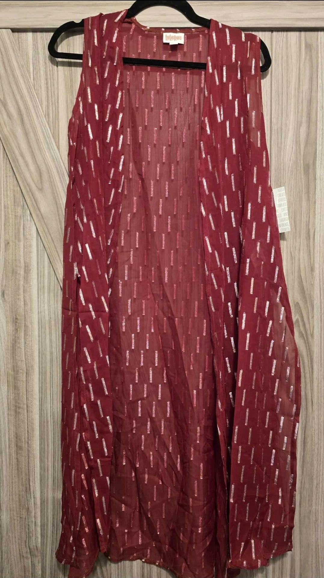 Lularoe Small Vest Cardigan Maroon/Red