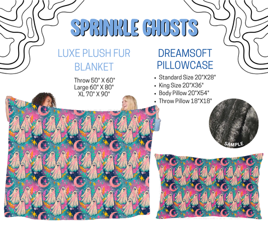 Preorder! Closes 4/29. ETA July. Sprinkle Ghosts Luxe Plush Fur Blanket and/or DreamSoft Pillowcase