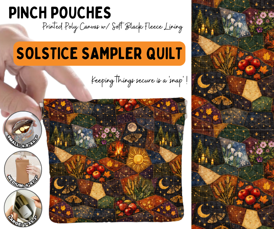 Preorder! Closes 6/17. ETA Sept. Solstice Sampler Quilt Pinch Pouches in 3 Sizes