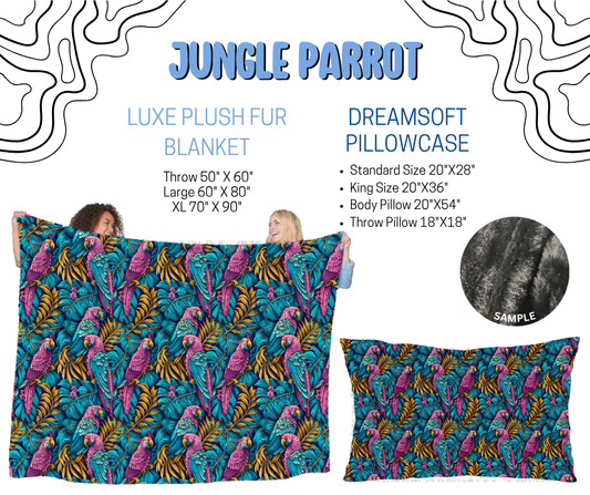 Preorder! Closes 4/29. ETA July. Jungle Parrot Luxe Plush Fur Blanket and/or DreamSoft Pillowcase
