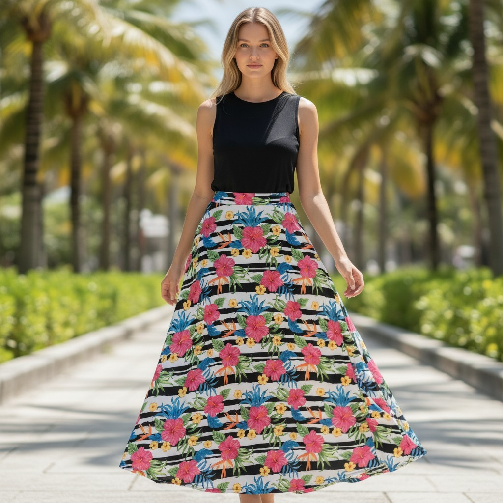 Tropical Maxi Skirt 2X/3X