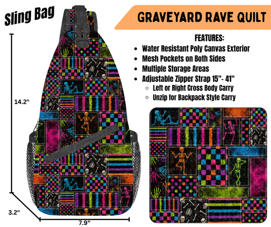 Preorder! Closes 6/22. ETA Sept. Graveyard Rave Quilt Sling Bag